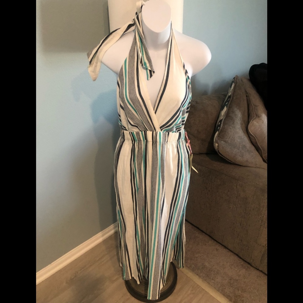 Urban Outfitters Striped linen halter jumpsuit